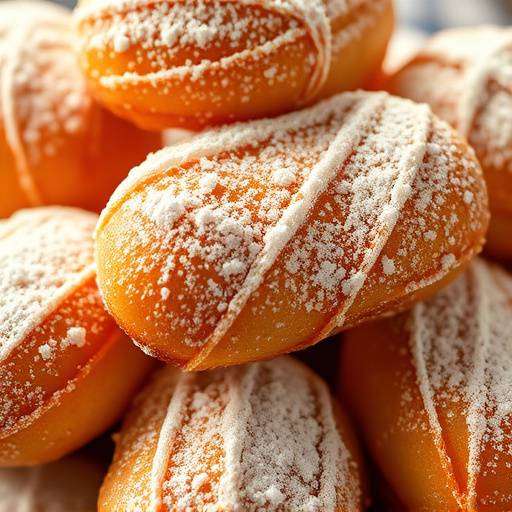 A plate of warm Beignets, covered in powdered sugar, ready to be enjoyed.